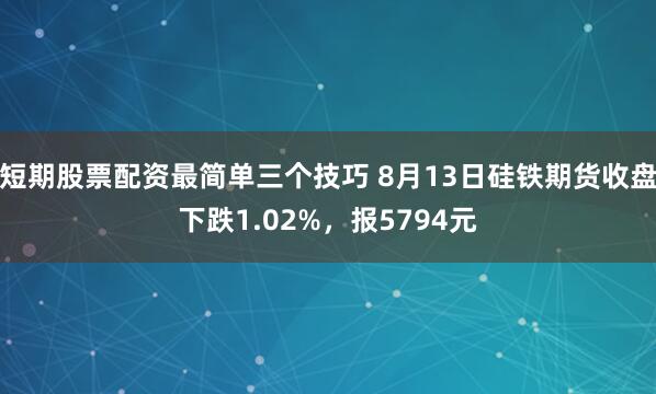 短期股票配资最简单三个技巧 8月13日硅铁期货收盘下跌1.02%，报5794元